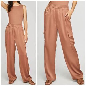 GENTLE FAWN Emmett Satin Cargo Pant in Chai Size Small